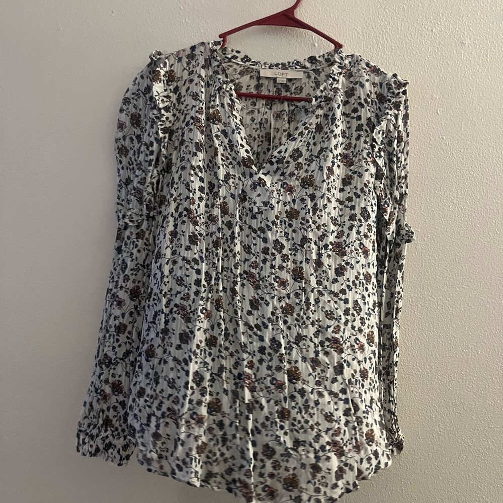 LOFT Multicolor Floral Print Blouse